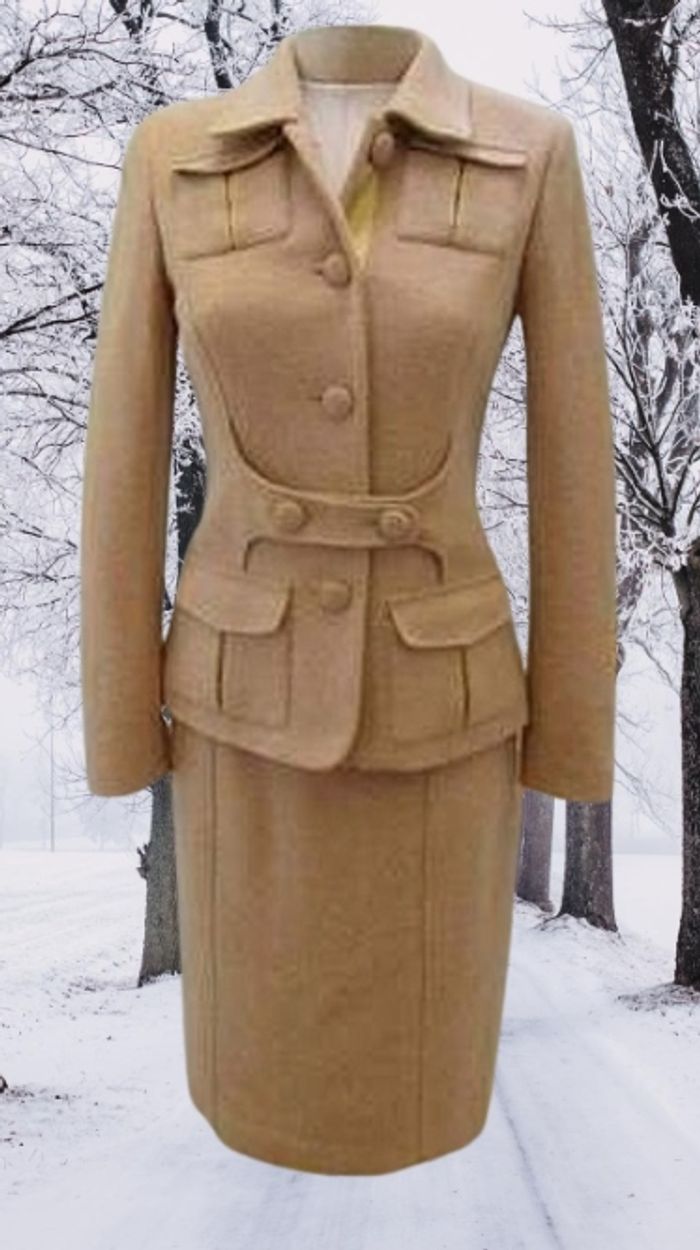 ETCETERA - NEW - TAILLEUR FEMME 3P LAINE SABLE GRANITÉ & FANTAISIES 38/40 OU 6US - photo numéro 3