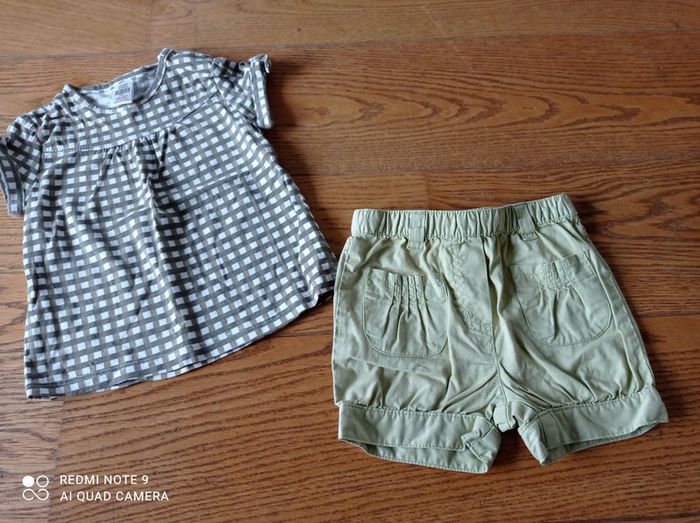 Ensemble short + t-shirt été fille, taille 12 mois
