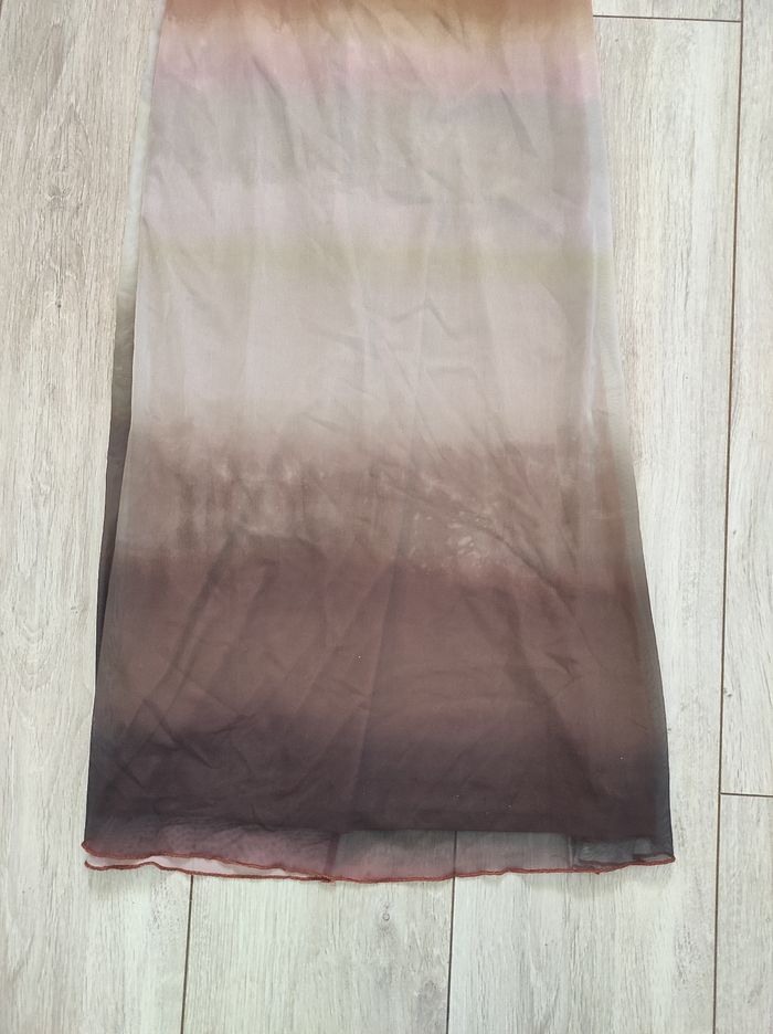 Robe longue fendue Pull & Bear marron et beige taille XS 34 - photo numéro 5