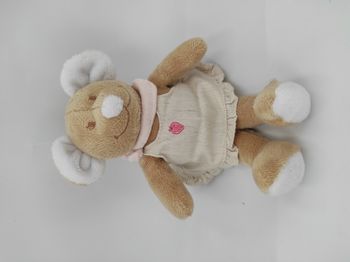 Doudou Souris beige robe Fraise Noukie's