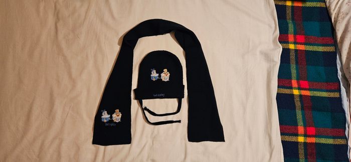 Ensemble bonnet et écharpe bleu foncé pour bébé de 6 mois à 2 - 3 ans
