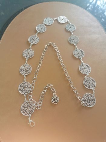Ceinture Métal femme argenté cercles ajourés