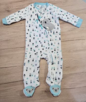 Pyjama 1 pièce zippé sur l'avant, blanc et bleu avec Koala, 18 mois