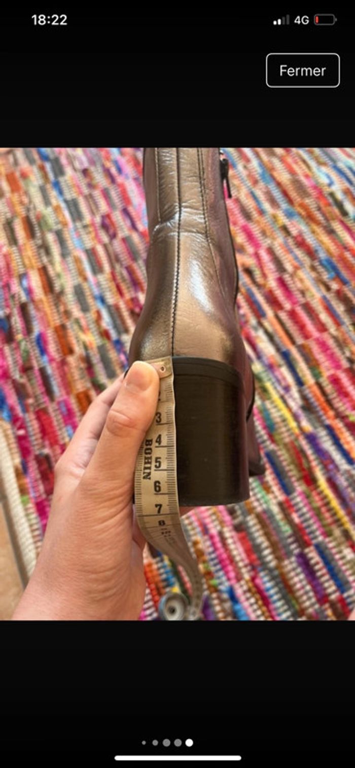 Bottines JONAK Paris en cuir métal argentée - photo numéro 8