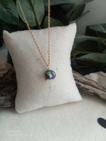 Collier perle de culture d'eau douce noire