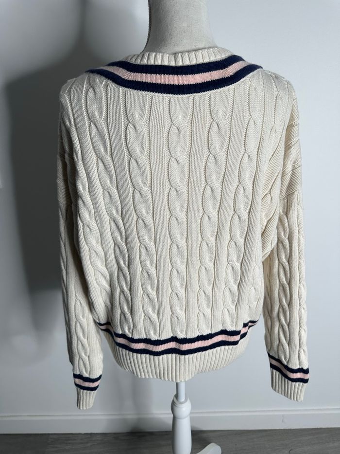 Pull en mailles torsades blanc crème Ralph Lauren T40 L - photo numéro 5