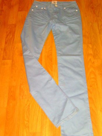 Jean AVANT PREMIERE LAFAYETTE bleu acier effet froissé 36 NEUF