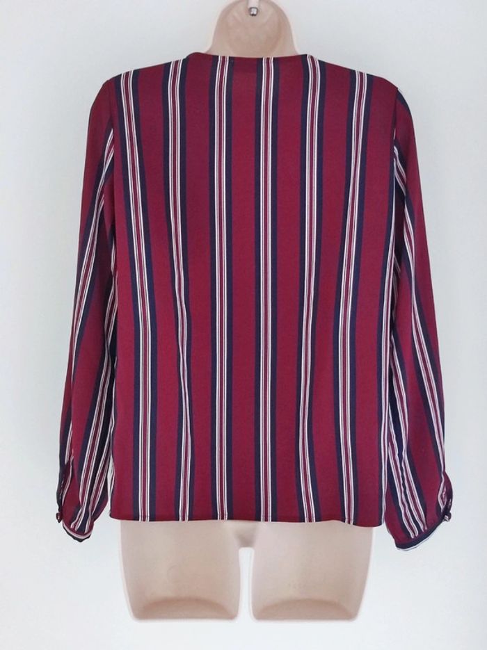 Blouse col V rayé bordeaux bleu marine blanc / Pimkie Collection - 36/S - photo numéro 9