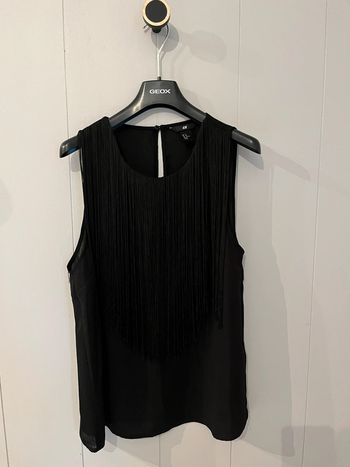 Top à franges Zara – Taille 40 – Noir