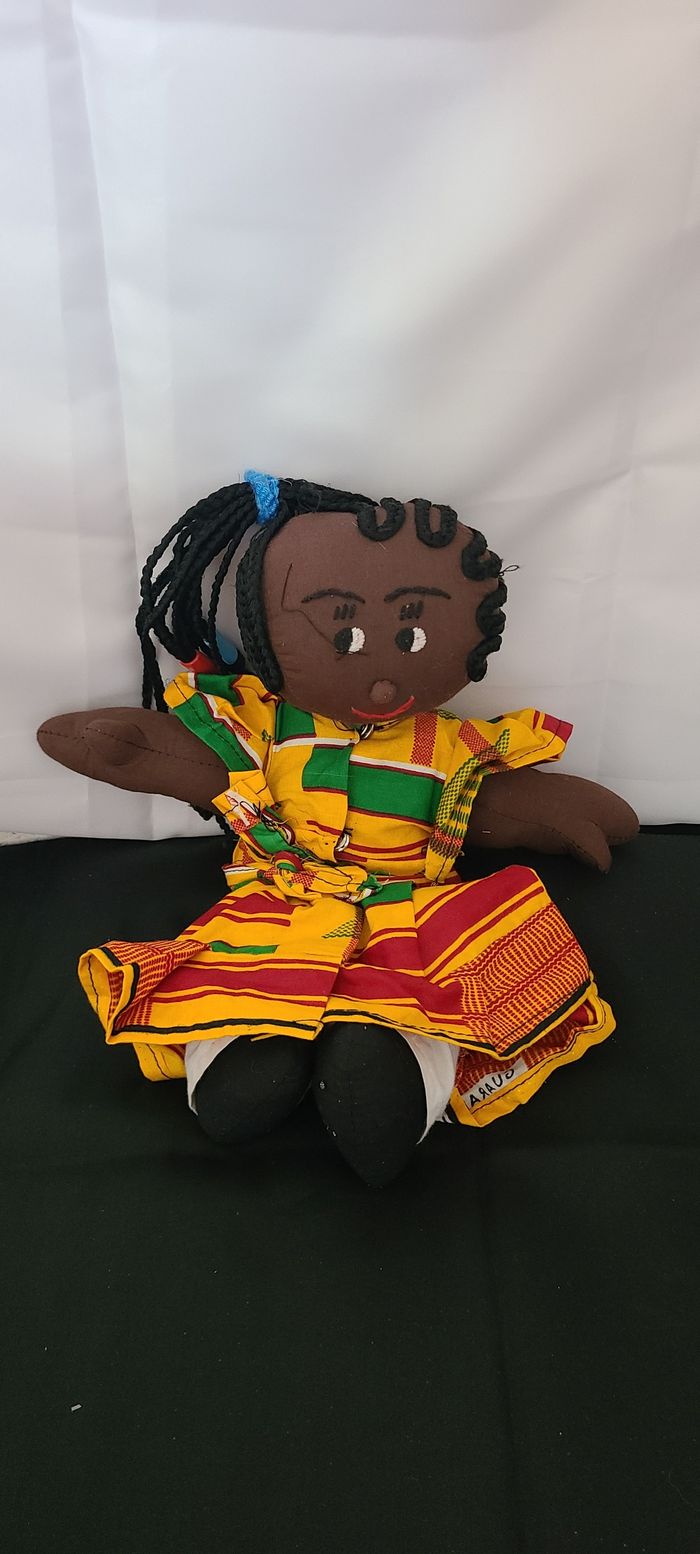 Poupée de Chiffon Noire en Tissu Wax Africain - photo numéro 6