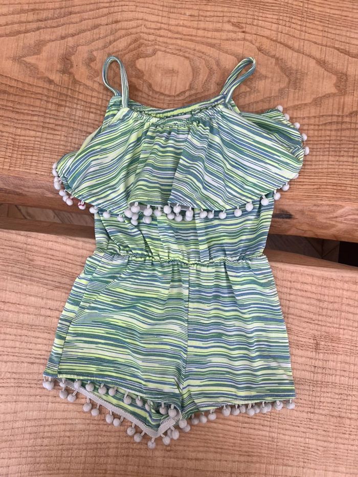 Combinaison Combi short 6 ans chicaprie été à rayures verte bleu - photo numéro 4