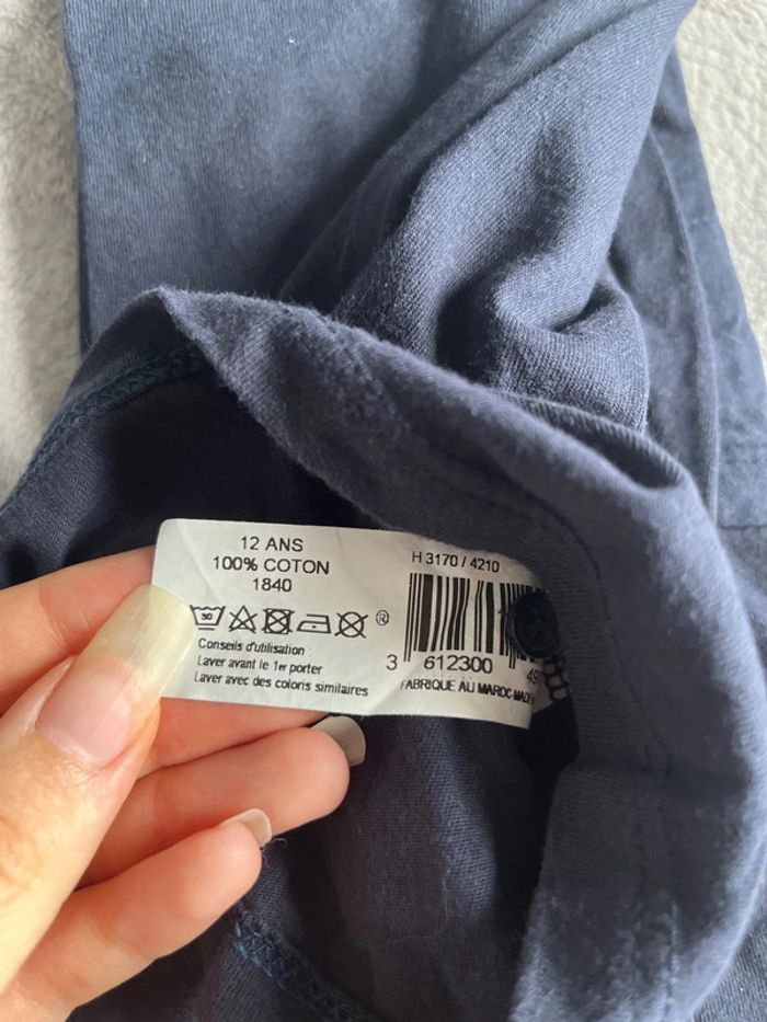 Pull col rond bleu marine avec une poche sur le devant, Monoprix, 12 ans , 100% coton - photo numéro 3