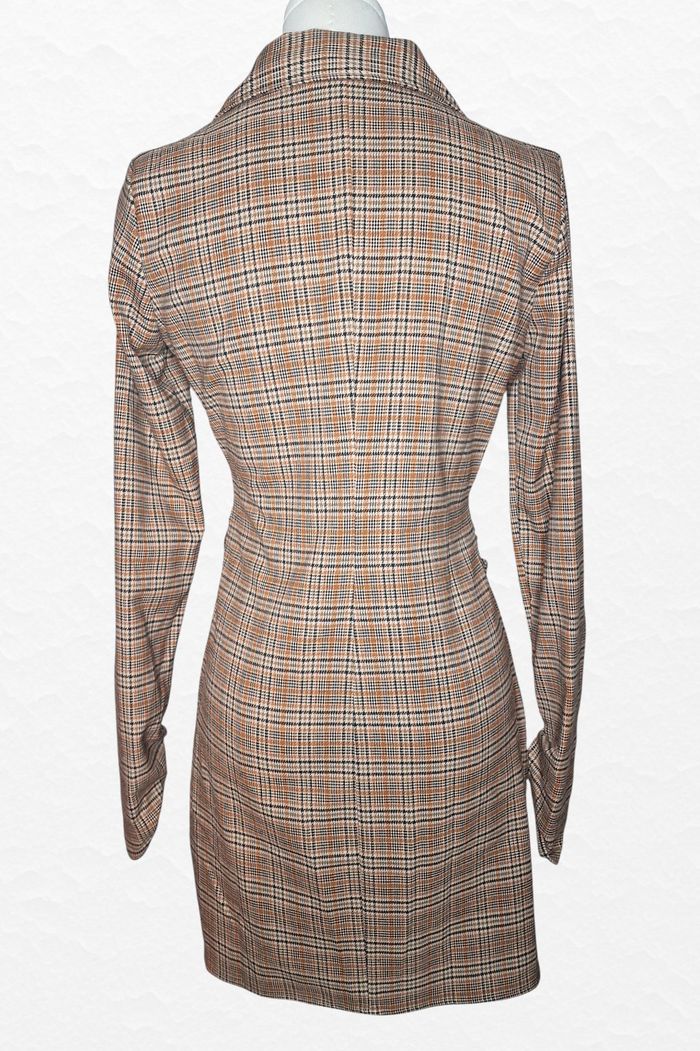 Robe courte à carreaux marron/noire Zara taille S - photo numéro 5