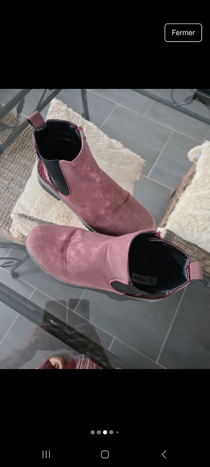 Très jolie bottines en nubuck bordeaux - photo numéro 3
