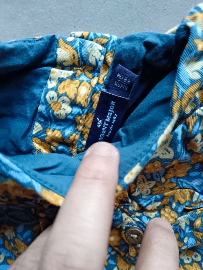 Robe 6 mois fleurie jaune et bleue sergent major - photo numéro 2