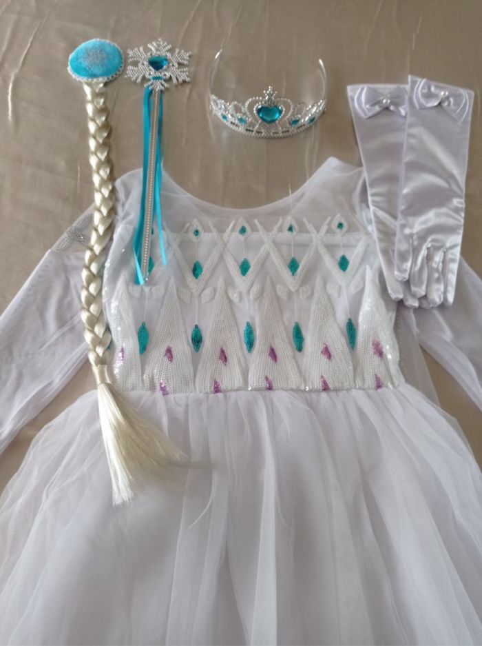 Déguisement robe princesse Elsa manche longue 6ans - photo numéro 4