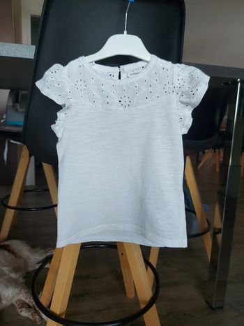 Tee-shirt avec broderie anglaise blanc Vertbaudet