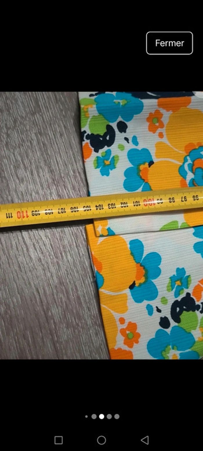 Vintage robe à grosse fleur orange jaune bleu vert - photo numéro 5