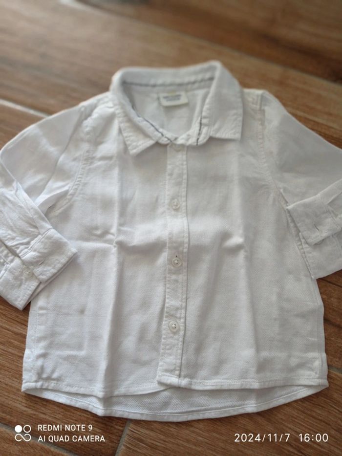 Ensemble 12 mois, Chino vert d'eau+ chemise blanche. - photo numéro 6