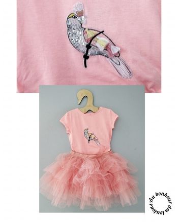 24 mois 2 ans ensemble teeshirt tape a l oeil et jupe Gémo