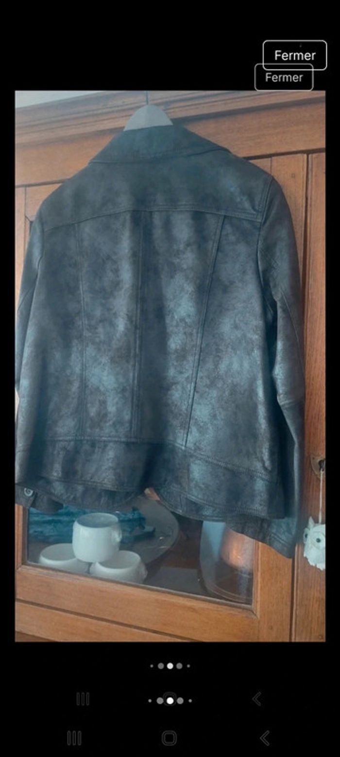 Veste cuir Marron foncé D'Auvry exclusive t 46 - photo numéro 5