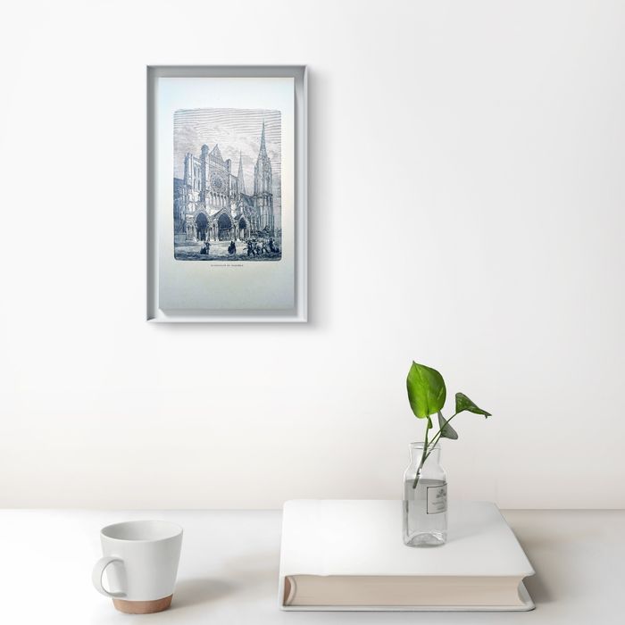 Imprimée en 1906, la cathédrale de Chartres, Vintage Authentique (cadre non inclus ) - photo numéro 2