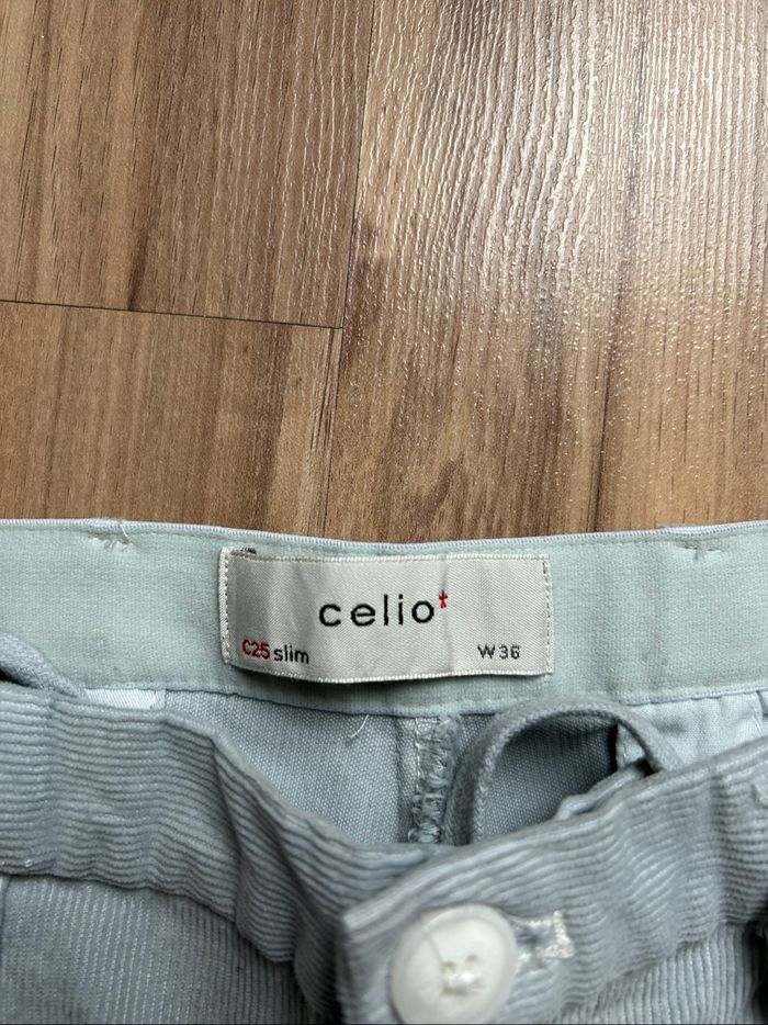 Pantalon gris/bleu Slim C25 côtelé Celio Tailles 42-44 - photo numéro 6