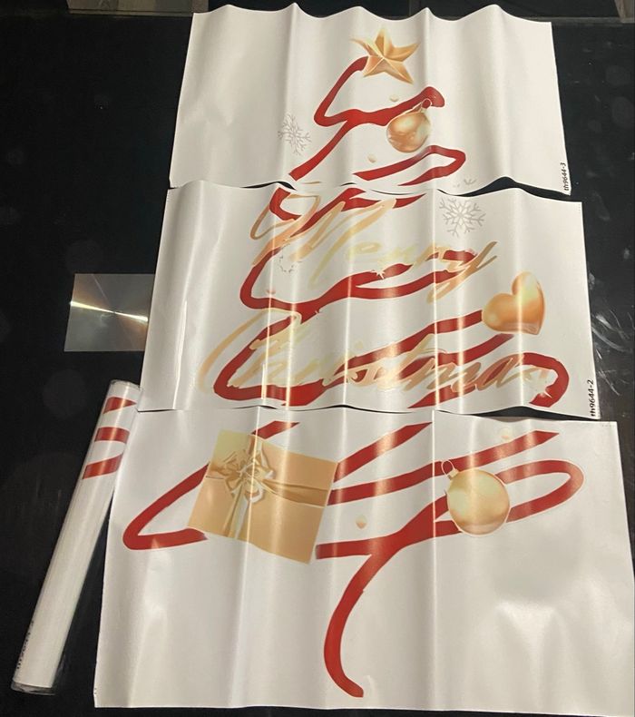 Lot de 2 stickers de fenêtre Sapin rouge doré merry christmas neuf - photo numéro 2