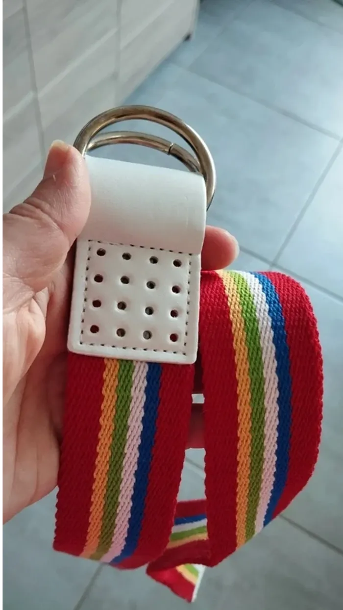 Ceinture bandes rouge bleu blanc vert jaune mixte - photo numéro 10