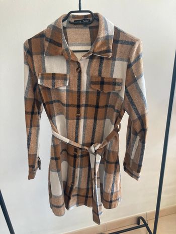 Robe chemise hiver carreaux marron