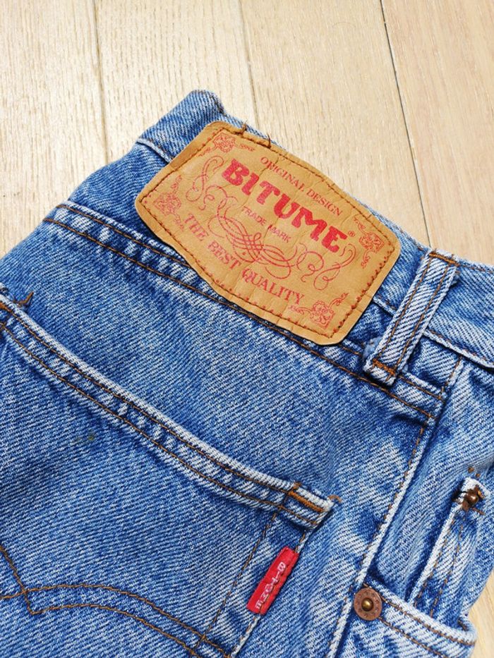 Jeans denim Vintage bleu clair coupe droite bitume taille 40 coton - photo numéro 5