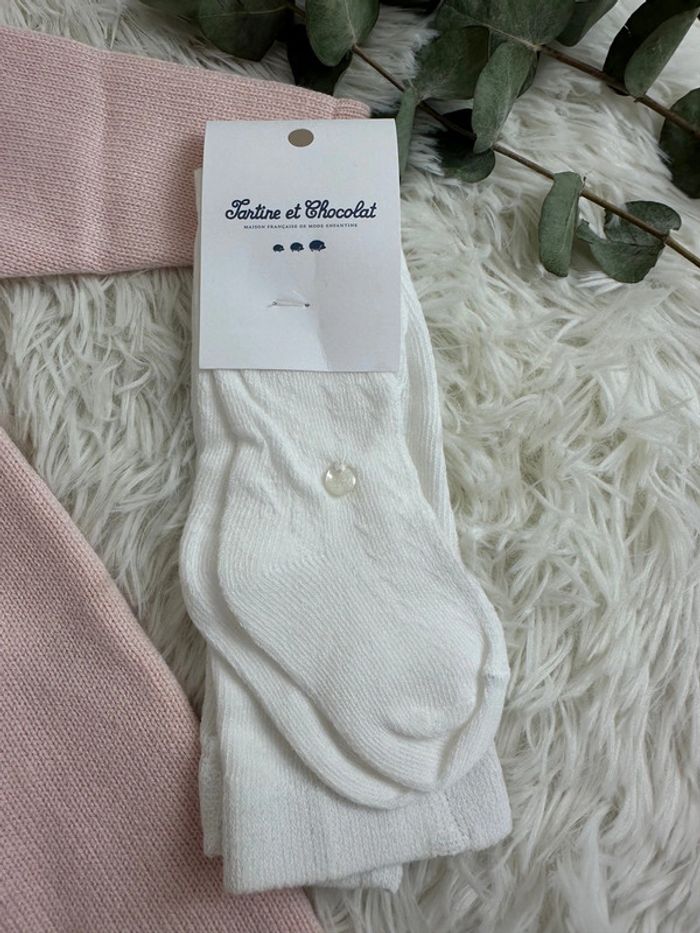 Robe en maille rose poudré et paire de collant tartine et chocolat taille 6 mois - photo numéro 5