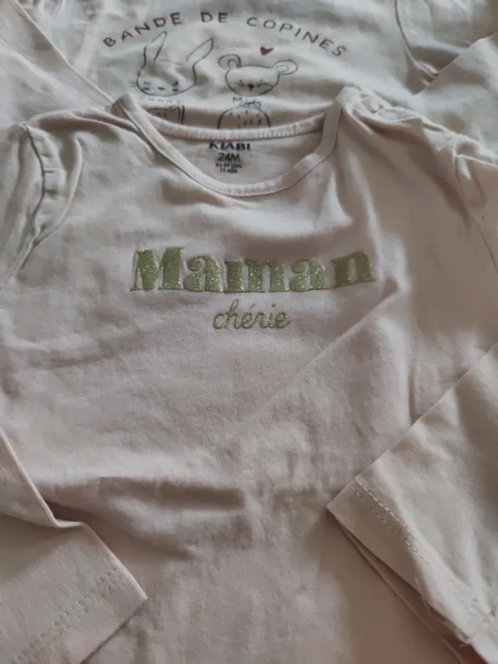 2 T shirts manche longue 24mois kiabi - photo numéro 2