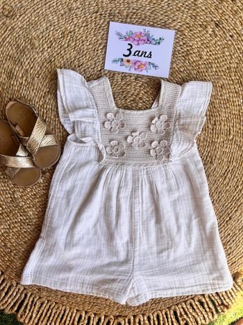 Combi short gaze de coton crème Zara