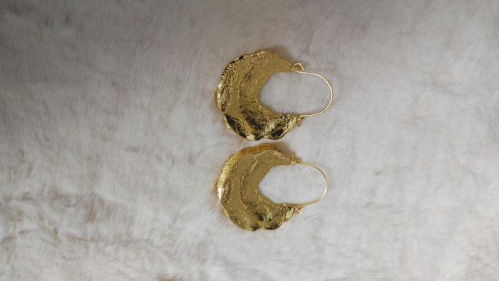 Boucle d'oreille fulani créole peulh peuls en métal doré subsaharienne Afrique - photo numéro 7