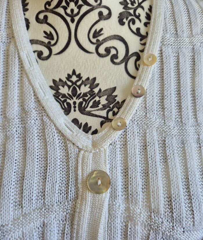 Robe pull fourreau blanc bouton nacré la fée maraboutee taille 36 S 1 - photo numéro 5