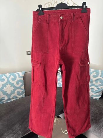 Baggy pantalon rouge large jean taille L
