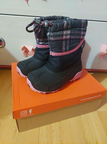 Après-ski/bottes de neige hiver fille noir/rose T26/27 TBE ❄️