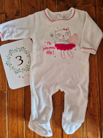 Pyjama velours 3  mois fille