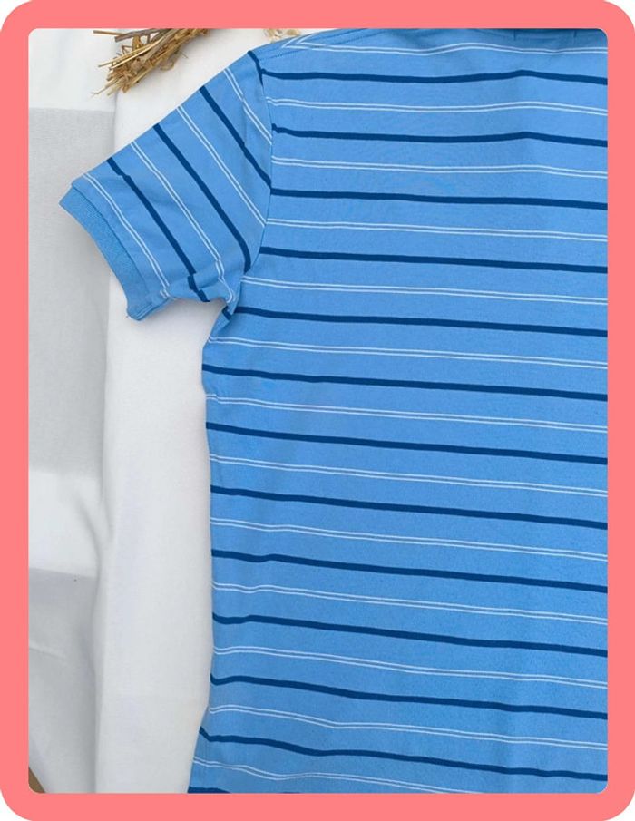 Sublime Polo Ralph Lauren homme taille L bleu clair a rayures et logo jaune - photo numéro 14