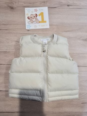 Doudoune matelassé sans manches crème, H&M, 9-12 mois, 80 cm