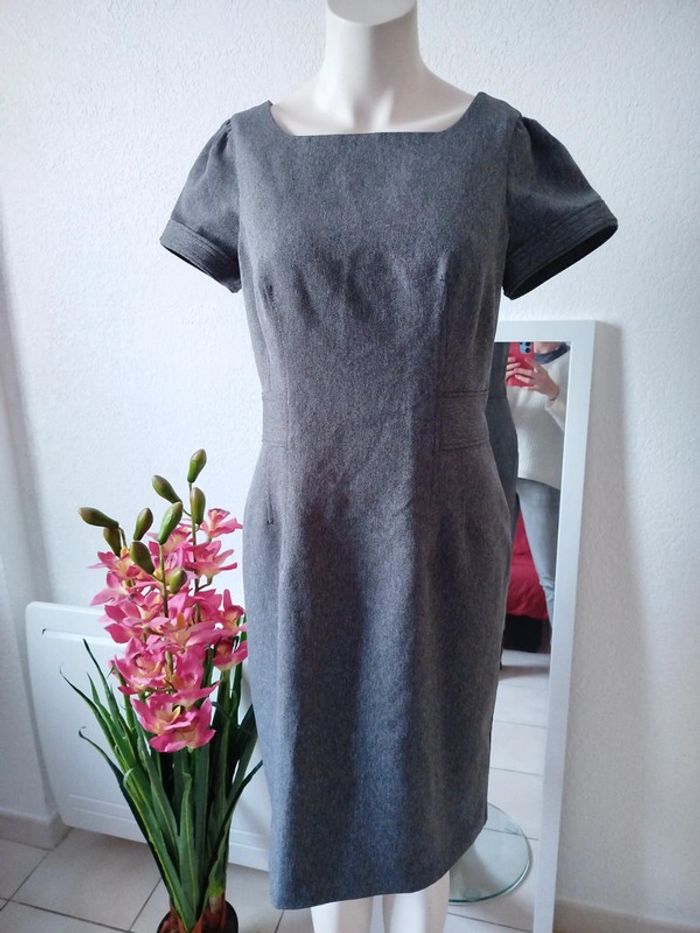 Robe cintrée gris chiné classique - photo numéro 9