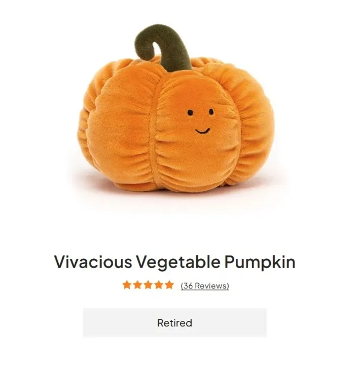 Adorable citrouille halloween jellycat retired - photo numéro 3