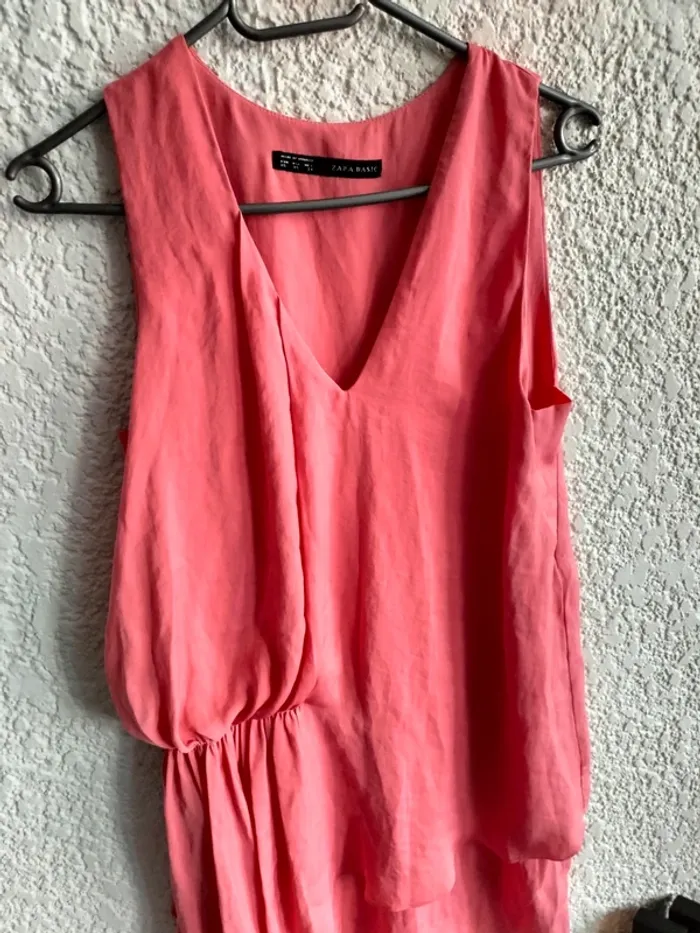 Robe rose élastique à la taille txs Zara - photo numéro 9