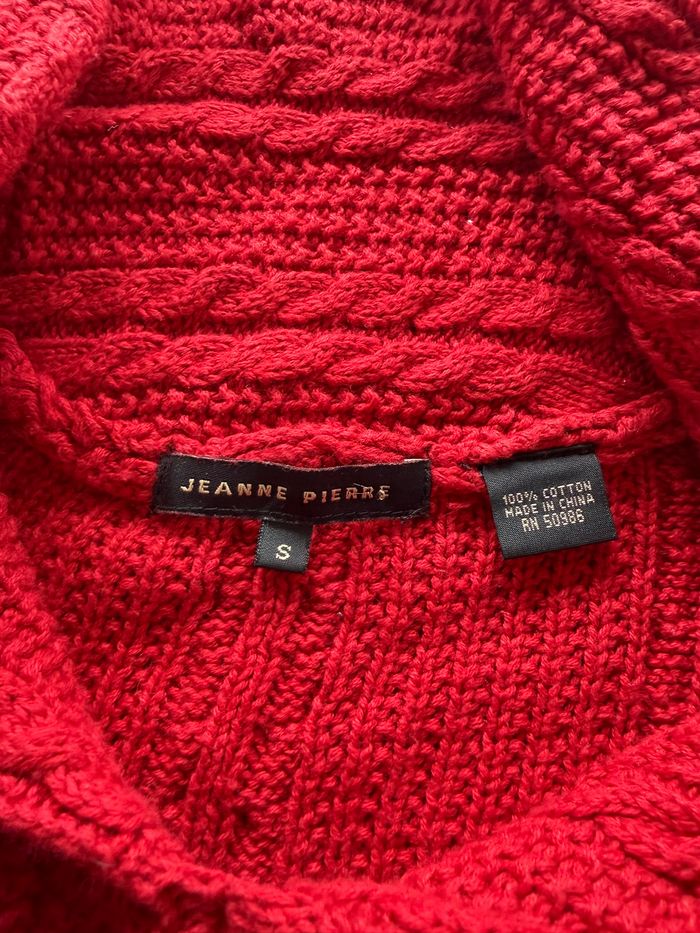 Pull Rouge Torsadé 100% Coton à Col Châle - Jeanne Pierre - Taille S - photo numéro 4