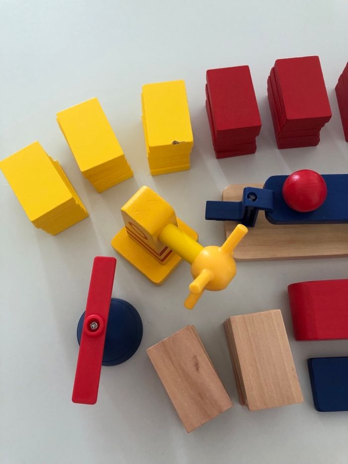 Lot domino type expresse jeux jouet circuit  construction équilibre bois machine forme parcours éducatif - photo numéro 3