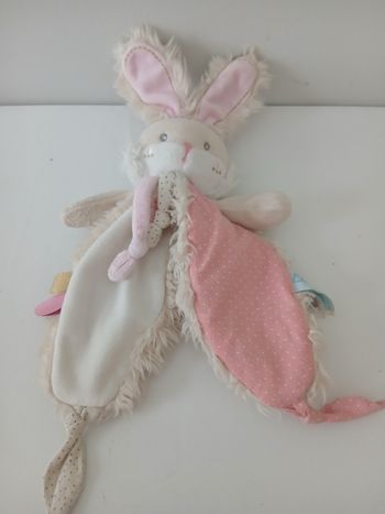 Doudou baby nat lapin rose blanc