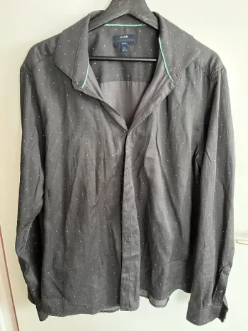 Chemise grise pois blanc/bleu KIABI t.xl