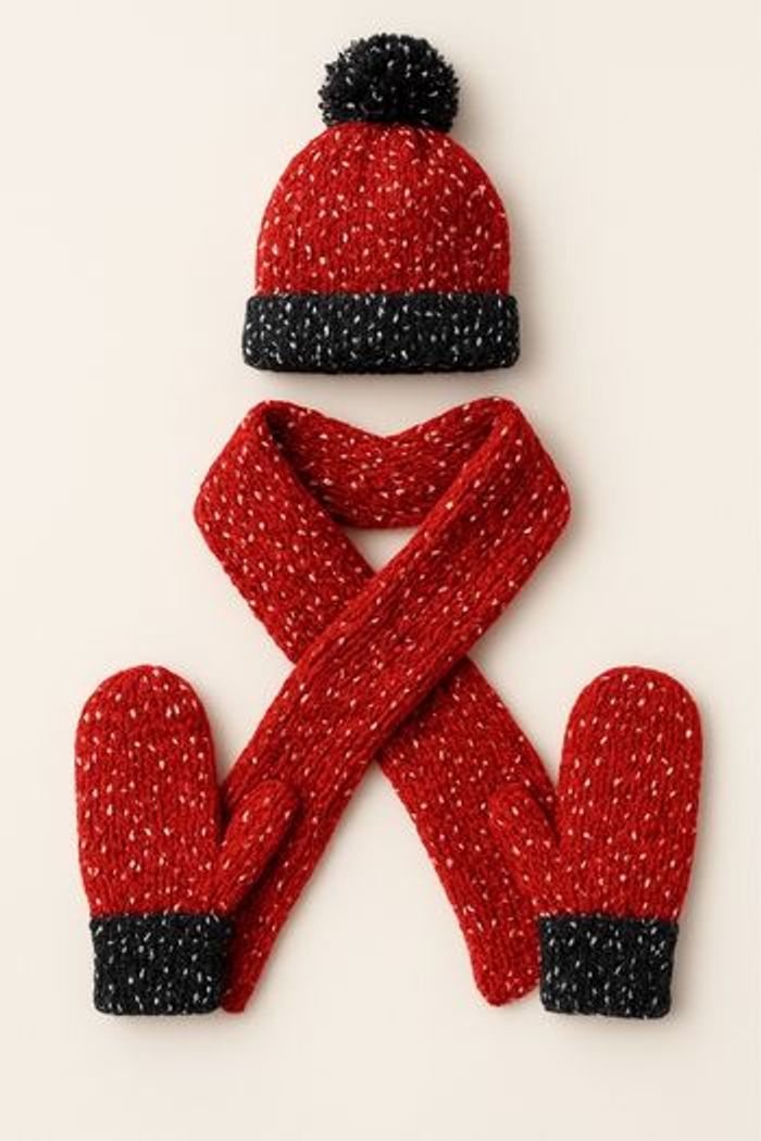 Lot bonnet écharpe moufle Mixte - neuf - tricot - intérieur polaire - photo numéro 2