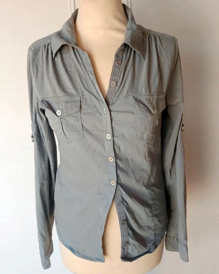 🌞blouse confort chemise rayure ton sur ton légère femme t m 38